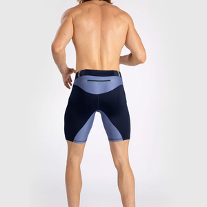 Shorts sportifs pour hommes à taille mi-haute, élastiques, couleur unie, en tissu tricoté respirant en Spandex et Polyester, longueur courte - Product Image 3