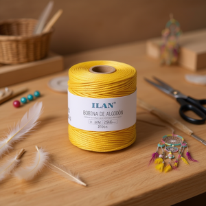 Cuerda de algodón Ilan en bobina de 4 mm, amarilla, 250 g, para manualidades - Product Image 2