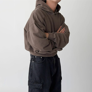 Vente flash : sweat à capuche court pour homme 100% coton 450 g/m², coupe ample, design personnalisé avec logo, coupe carrée - Product Image 4