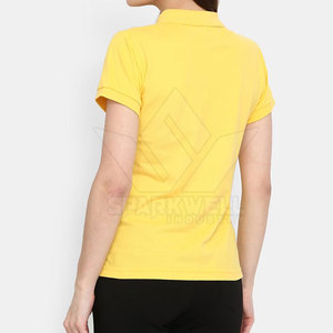 Women's Yellow Solid Color Short Sleeve for <b>Shirt</b> Casual 100% Cotton Knitted Fabric Regular Length Quick Dry Breathable - Product Image 5