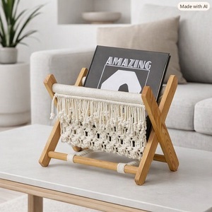 Taburete y Otomana Plegables Hechos a Mano con Tejido de Macramé, Diseño Minimalista, Estilo Nórdico para Decoración del Hogar y Sala de Estar - Product Image 1