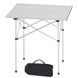 Tavolo da Campeggio Pieghevole Portatile in Alluminio, Tavolini Laterali Arrotolabili per Picnic, Leggero e Compatto con Borsa per Spiaggia e Attività all'Aperto - Product Image 1