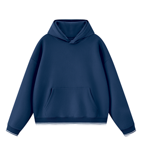 Sweat-shirt à capuche noir pour homme, 100% coton molletonné, respirant, écologique, manches régulières, vêtement d'hiver, bordure rouge sur les poignets - Product Image 3
