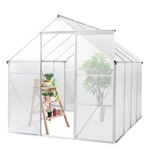 Silver 6x8 Hybrid Polycarbonate Garden Greenhouse Hybrid Polycarbonate Greenhouse with Silver Finish - Product Image 1