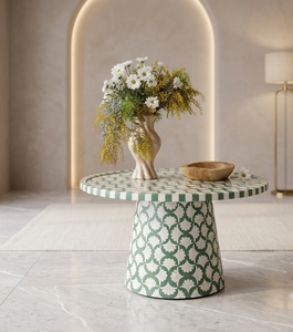 Luxury Wooden Handmade Coffee <b>Table</b> with <b>Resin</b> <b>Top</b> Wood Frame Modern Design Green White Pattern for Living Room - Product Image 3