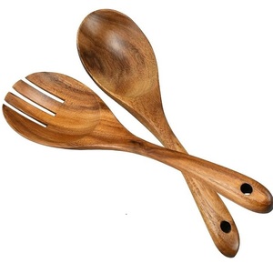 Ensemble de saladiers en bois faits à la main au style unique avec poignée en spirale, 100% fabriqué à la main en INDE, accessoires de cuisine, utilisation hôtelière - Product Image 1