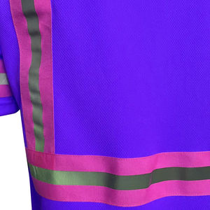 เสื้อยืดทำงานแบบสะท้อนแสง มองเห็นได้ชัดเจน กันน้ำ ระบายอากาศได้ดี สำหรับทุกเพศ สีม่วง ผ้าฝ้าย แขนสั้น ชุดป้องกันเพื่อความปลอดภัย - Product Image 3
