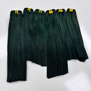 Precio al por mayor 100% Raw Virgin Vietnamita Humano Peluca Trama Hueso Recto Color verde oscuro Super Doble Extensiones de cabello dibujado - Product Image 4