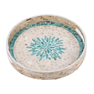 Nouveau design tendance, fabrication en gros, plateau de service en nacre, plateau MOP avec poignée pour le salon - Product Image 3