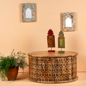 Table basse extensible décorative en bois massif, découpe CNC, style classique moderne de luxe, personnalisée par Kusum Art pour salon - Product Image 4