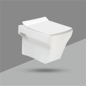 Inodoro inteligente compacto de lujo, cuadrado, de cerámica, con descarga por gravedad, PTrap, suspendido en la pared para baño - Product Image 3