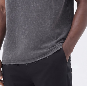 Camiseta sin mangas con capucha para hombre, de punto lavado, informal, estilo musculoso, para entrenamiento, gimnasio, cuello redondo, para verano - Product Image 6