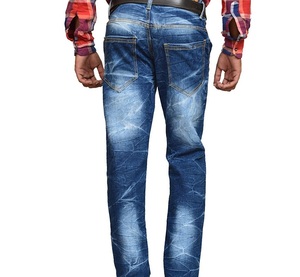 Service OEM, pantalon en denim bleu ample personnalisé avec poche latérale pour hommes, logo personnalisé, jean décontracté pour hommes, pantalon Cumbre Sports - Product Image 2