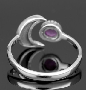Anillo de luna clásico de amatista natural al por mayor, plata de ley 925, gema de media luna, hecho a mano, estilo bohemio celestial, para bodas y fiestas, unisex - Product Image 5