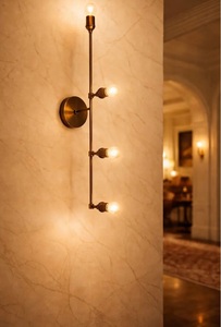 Handcrafted 4-Light Brass Round Wall <b>Sconce</b> Art Deco Home Office <b>Lighting</b> Fixture CHLD0017 KULSOOM - Product Image 4