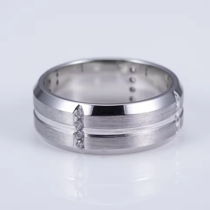 Platinum Diamond Wedding Band Round Brilliant Cut lab grown White Diamonds Classic Style Unisex <b>Ring</b> - Product Image 6