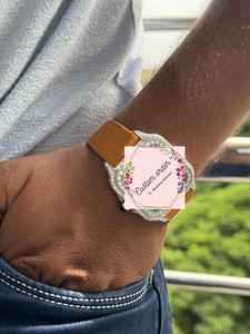 Montre Moissanite analogique automatique semi-sertie avec fonction date, style Hip Hop, boîtier en acier et bracelet en cuir, taille brillante - Product Image 4