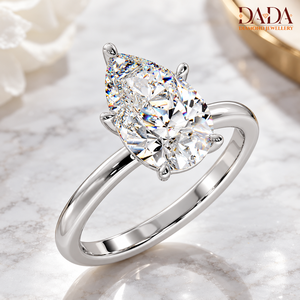 Bague de fiançailles solitaire en diamant de laboratoire en forme de poire, certifiée IGI, or blanc 14 carats, classique, en forme de larme, bijoux fins de mariage - Product Image 2