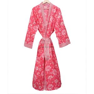 Bata Kimono Floral 100% Algodón para Mujer, Cierre con Cinturón, Secado Rápido, Lavable a Máquina, Cuello en V, Manga Larga, Largo Completo, Transpirable y Suave - Product Image 5