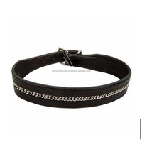 Collier pour chien en cuir avec chaîne en laiton et cristal, collier pour chien en cuir personnalisé avec quincaillerie réglable