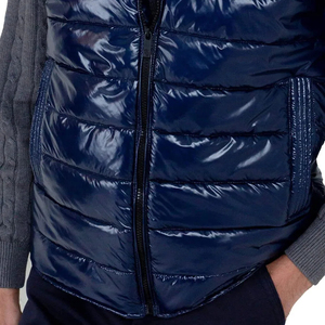 <b>Men's</b> Navy Blue Puffer Vest Stand Collar Zip up Sleeveless Waistcoat Autumn Casual <b>Gilet</b> ODM Water-repellent - Product Image 5