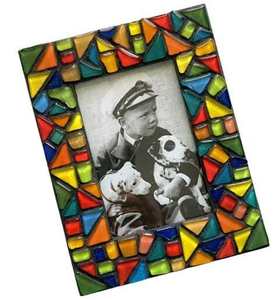 Marco de Fotos de Vidrio Mosaico Hecho a Mano, Imagen Geométrica Multicolor para Decoración del Hogar y la Oficina - Product Image 1