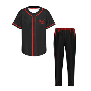 Conjunto de Uniforme de Béisbol Ekin Impex, Negro y Rojo, Bordado, Unisex para Adultos, Absorbe la Humedad, Corte Regular, para Todas las Temporadas, Uniforme de Béisbol Estadounidense - Product Image 1