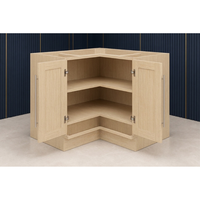 Meuble d'angle Lazy Susan 33 pouces en mélaminé chêne blond avec porte pliante, en vrac, prêt à assembler, usine du Vietnam