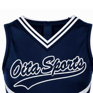 Navy Blue Cheer Shirt Sleeveless Sports Team Uniform Top Performance Training Cheerleading Athletic Wear Competition Clothing - Product Image 6
