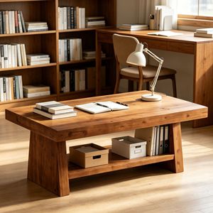 Tavolino Rustico Moderno con Vano Portaoggetti per Camera da Letto e Soggiorno, Tavolino Pieghevole per Tè/Caffè per Casa, Ufficio o Bar - Product Image 4