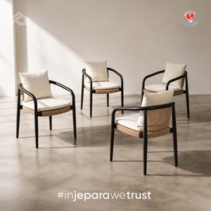Fauteuil en rotin moderne avec coussin, mobilier d'extérieur, design contemporain, fabriqué en Indonésie - Product Image 2