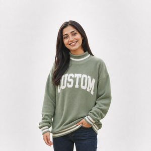 Sudadera Oversize de Cuello Alto para Mujer, Ligera, de Algodón y Forro Polar, con Dobladillo Acanalado Delantero y Hombros Caídos, Venta al por Mayor, Proveedor de Fábrica - Product Image 1