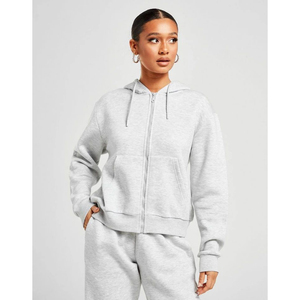 Vêtement de sport pour femme, sweat à capuche à fermeture éclair, manches longues, streetwear, automne et hiver, 100% coton, personnalisable en gros - Product Image 5