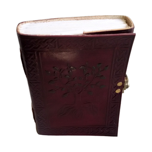 Journal en cuir de vie d'arbre en relief fait à la main en cuir véritable relié fermeture de reliure thermique cadeaux de bureau écriture sécurisée - Product Image 1