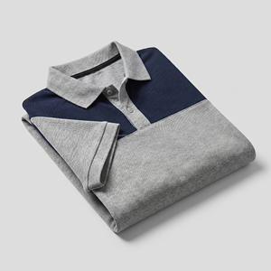 Polo Personalizado para Hombre con Bloques de Color en el Pecho, Gris Jaspeado, Algodón Piqué Transpirable, Manga Corta, para Golf, Verano - Product Image 5