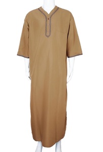 Abaya musulmane qatarienne, thobe islamique pour hommes, broderie, thobe trois quarts, cadeau du Ramadan, robe longue Jubbah avec logo personnalisé - Product Image 4