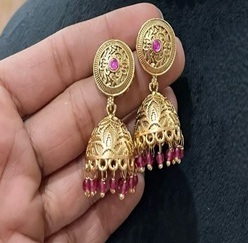 Ensemble collier ras-de-cou et boucles d'oreilles en laiton plaqué or de qualité supérieure, avec moissanite Polki, cadeau de mariage pour femme - Product Image 2