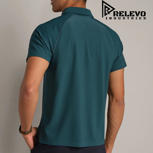 Chemise à manches courtes pour homme Relevo Industries, couleur unie, respirante, séchage rapide, 100% coton, avec logo imprimé sur le devant - Product Image 4
