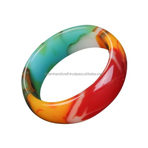 Highly Polished Customized Handcrafted Cufflink Vintage Style Fashion <b>Resin</b> Joint Bangle for Women From India - Product Image 1