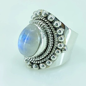 Blue Fire Rainbow Moonstone <b>Ring</b> 925 Sterling <b>Silver</b> Handmade <b>Statement</b> Promise <b>Ring</b> for Women Boho Oval June Birthstone Jewelry - Product Image 4