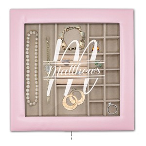 Boîte à bijoux en cuir noir personnalisée avec gravure |   Stockage en gros - Product Image 3