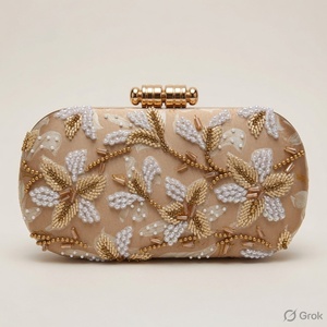 กระเป๋าคลัทช์ AZIZA FASHION DREAM ลายดอกไม้ประดับลูกปัด ปักมุก งานแฮนด์เมด สะพายข้าง สำหรับงานปาร์ตี้ตอนเย็น ปิดแบบฝาพับ ความจุ 1 ลิตร - Product Image 3