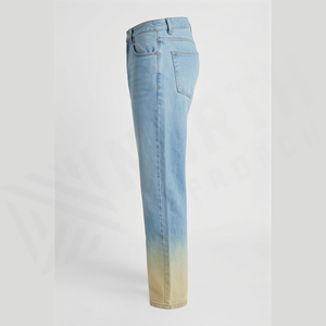Straight-Leg High Waist Gradient Color Denim Jeans <b>Men</b> Regular Fit Cotton Casual Spring Style Pants - Product Image 3