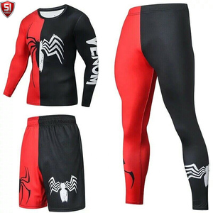 Conjunto de Rashguard de Compresión para Hombre, Manga Larga, Estampado Hexagonal Negro, Secado Rápido, Transpirable, Ecológico, Kit de Entrenamiento de MMA - Product Image 3