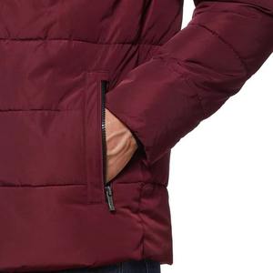 Vestes matelassées pour hommes, nouvelle conception OEM, couleur bordeaux unie, tissu 100 % polyester, col montant, fermeture éclair. - Product Image 2