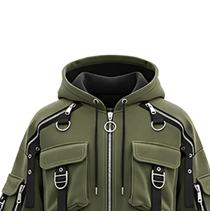 Sudadera con capucha táctica extragrande personalizada para hombre y mujer, estilo urbano, 100% algodón, con cremallera. - Product Image 4