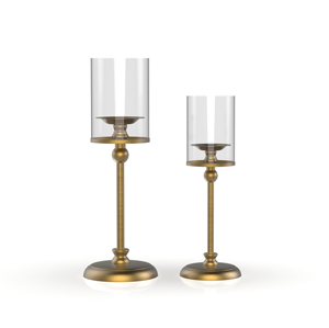 <b>Brass</b> <b>Candlestick</b> <b>Holder</b> with Glass Shade Heat Resistant Metal Candle Stand for Home Decoration - Product Image 1