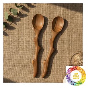 Cuchara de Madera en Forma de Rama, Utensilio Natural Hecho a Mano para Tazones de Desayuno, Café, Té, Bocadillos, Postres y Servicio de Mesa - Product Image 6