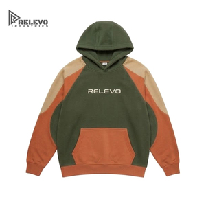 Custom <b>Men</b> 100% Cotton Washed Color Block Heavyweight Fleece Pullover Hoodie 3D Raised Logo Bright Blue <b>Any</b> Colour/Design - Product Image 1