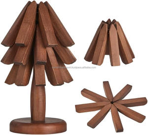 Ensemble de dessous de plat en bois poli fait à la main prix de décoration de tapis de Table de cuisine résistant à la chaleur durable - Product Image 3